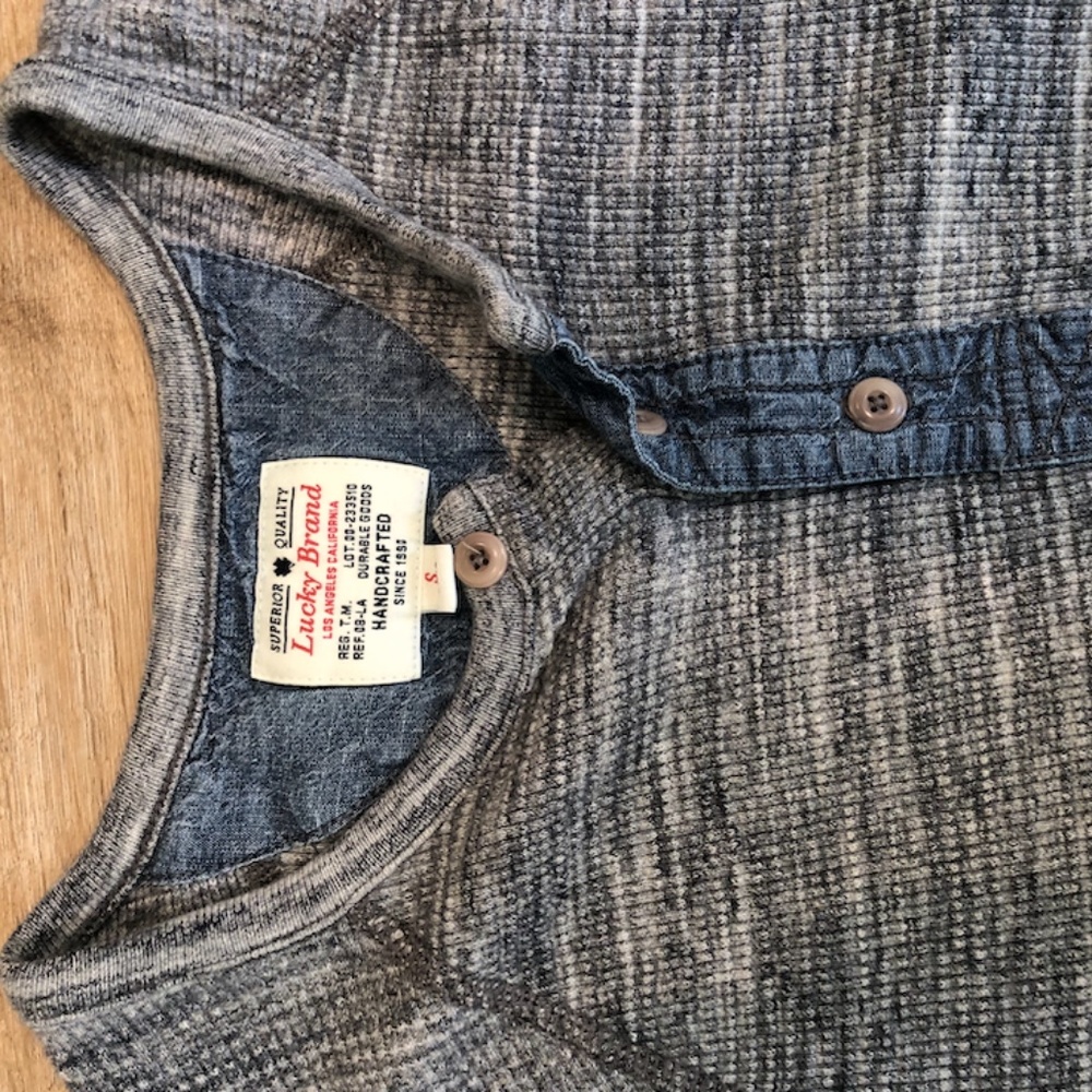 lucky brand men's henly grey blue shirt